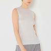 Pleated Sleeveless Crewneck Tank - Light Gray