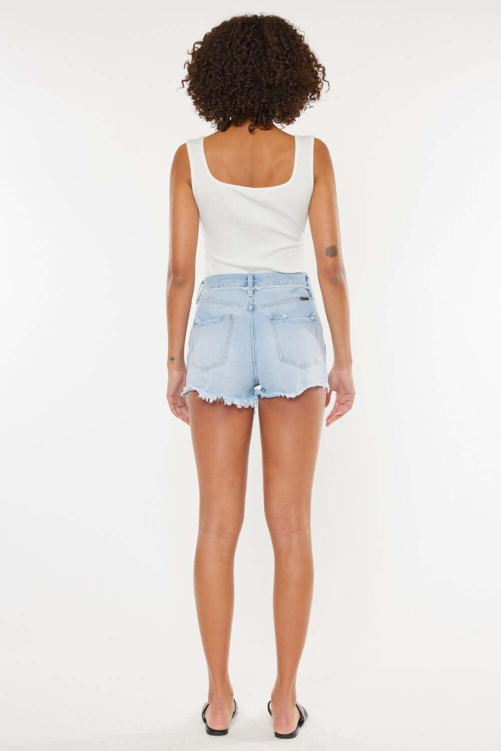 KANCAN Distressed Button Fly Denim Shorts at Bella Road