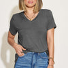 V-Neck High-Low T-Shirt | Full Size - Charcoal