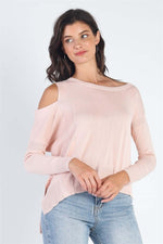 TASHA APPAREL Cold Shoulder Long Sleeve Knit Top at Bella Road