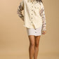 Umgee Plus Size Distressed Button Up Jacket with Raw Hem and Stylish Leopard Print Sleeves