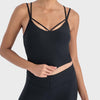 Millennia Double Strap Ribbed Sports Cami - Black