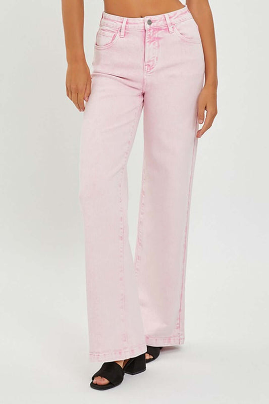 RISEN Full Size High Rise Tummy Control Wide Leg Jeans at Bella Road