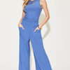 Ribbed Tank and Wide Leg Pants Set | Full Size - Dusty  Blue