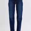 Judy Blue Full Size Raw Hem Straight Leg Jeans - Dark