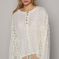 POL Round Neck Long Sleeve Raw Edge Lace Top at Bella Road