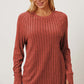 Ribbed Thumbhole Sleeve T-Shirt