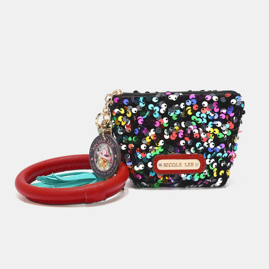 NICOLE LEE USA Sequin Pouch Wristlet Keychain at Bella Road