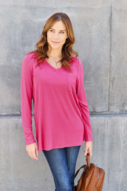 V-Neck Long Sleeve Top