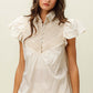 BIBI Half Button Collared Neck Short Sleeve Top at Bella Road