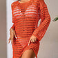 BELLA ROAD Openwork Boat Neck Long Sleeve Cover-Up at Bella Road