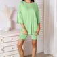 BASIC BAE Full Size Soft Rayon Three-Quarter Sleeve Top and Shorts Set at Bella Road