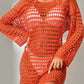 BELLA ROAD Openwork Boat Neck Long Sleeve Cover-Up at Bella Road