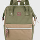 Himawari water-resistant canvas backpack with side pockets in green and brown, perfect for stylish and organized adventures.