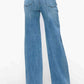 Back view of bytos Full Size High Rise Wide Leg Jeans showcasing stylish pockets and a flattering fit.