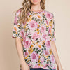 Floral Round Neck T-Shirt - Sand