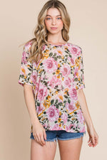 BOMBOM Floral Round Neck T-Shirt at Bella Road