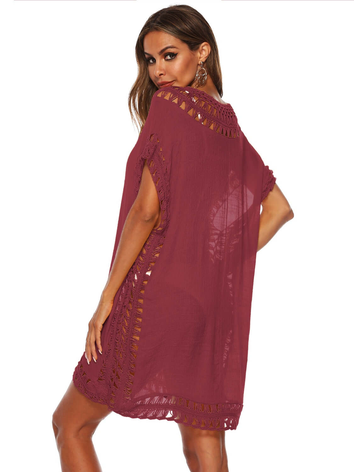 BELLA ROAD Cutout V-Neck Short Sleeve Cover-Up at Bella Road