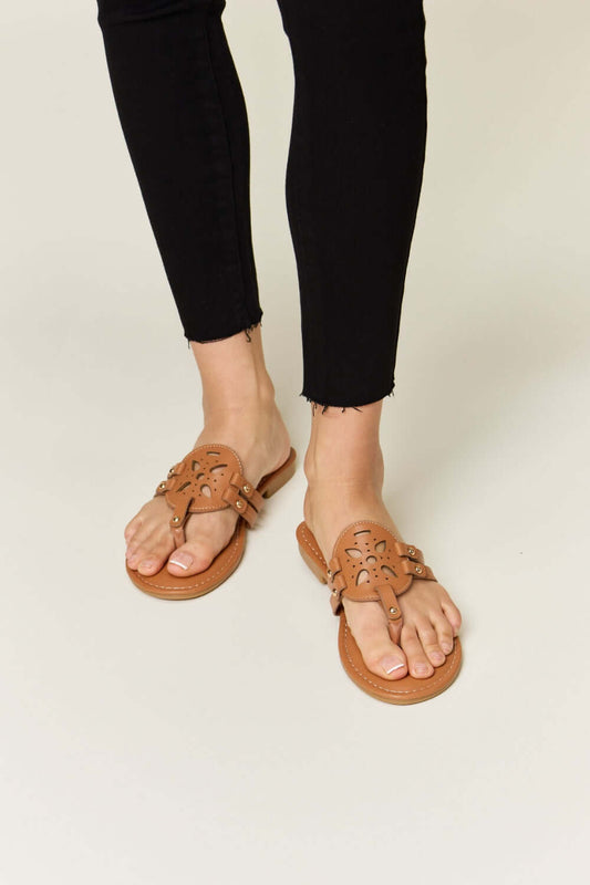 FOREVER LINK Cutout PU Leather Open Toe Sandals at Bella Road