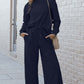 DOUBLE TAKE Full Size Textured Long Sleeve Top and Drawstring Pants Set at Bella Road