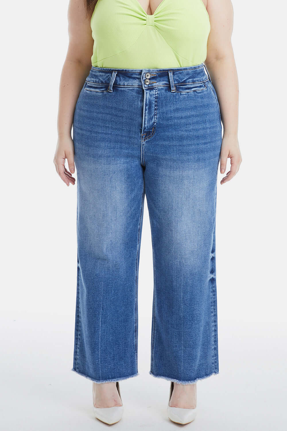 BAYEAS Full Size Raw Hem High Waist Wide Leg Jeans at Bella Road