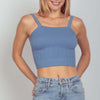 Cable Knit Seamless Cropped Cami - Denim