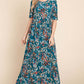 BOMBOM Printed Shirred Maxi Dress at Bella Road