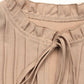 Close-up of Perfee Frill Tie Neck Long Sleeve Blouse showcasing tie neck and ruffled details.