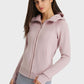 Millennia Zip Up Seam Detail Hooded Sports Jacket in soft pink, perfect for outdoor activities and stylish comfort.