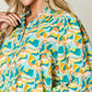 DOUBLE TAKE Full Size Printed Smocked Long Sleeve Blouse at Bella Road