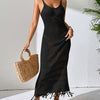 Openwork Scoop Neck Cover-Up Dress - Black