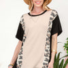 Leopard Color Block T-Shirt | Full Size - Black