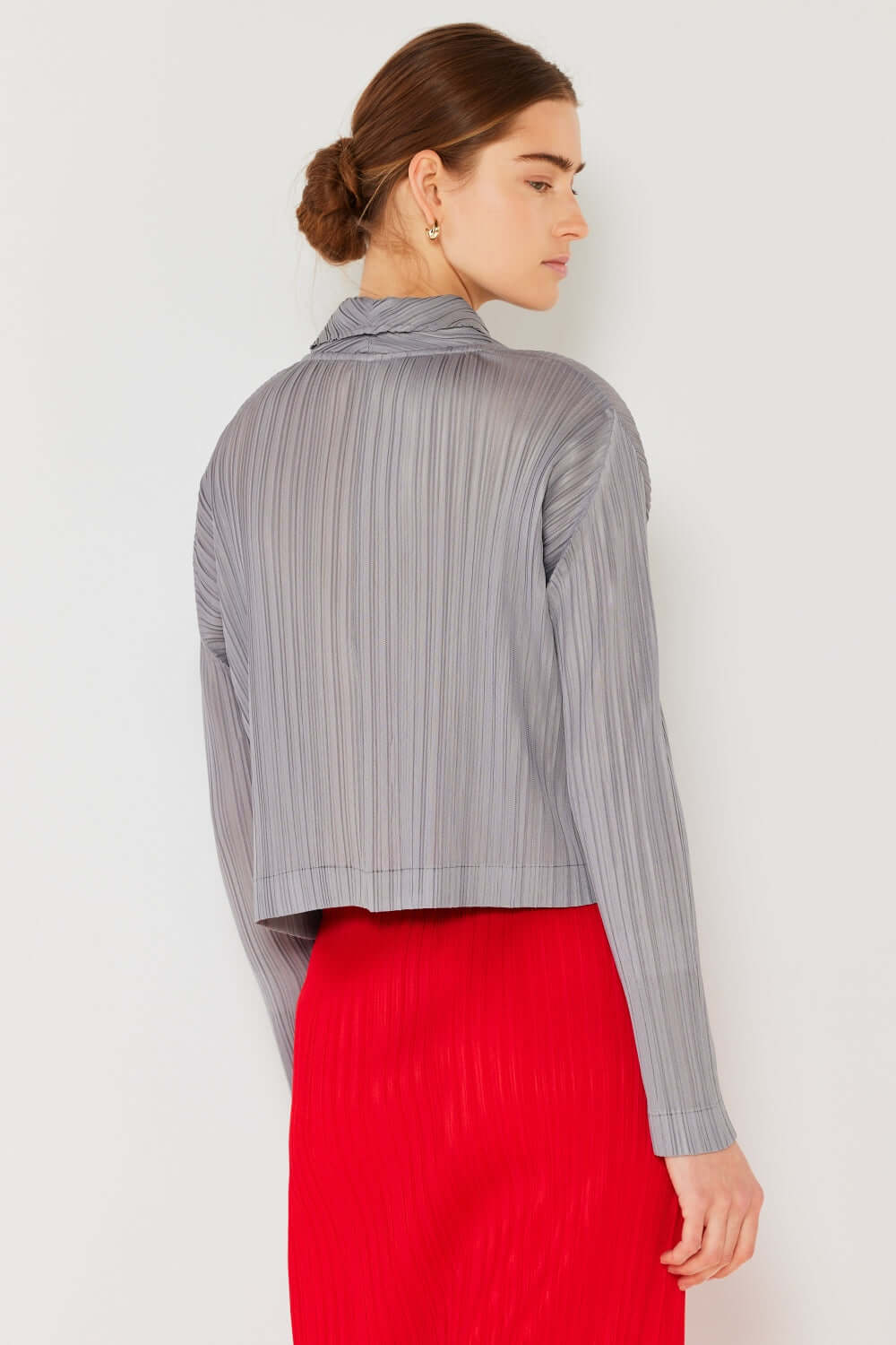 MARINA WEST SWIM Pleated Cropped Button Up Shirt at Bella Road