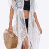 Fringe Trim Lace Cover-Up Dress - White