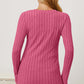 Ribbed V-Neck Long Sleeve T-Shirt