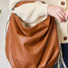 Fringe Detail Contrast Handbag - TAN