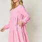 DOUBLE TAKE Full Size V-Neck Balloon Sleeve Tiered Dress at Bella Road