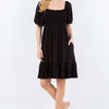 Ruffle Hem Short Sleeve Smocked Dress | Full Size - Black