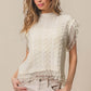 Layered Pleat Chiffon Edge Cable Knit Top