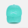 Bow Embroidered Washed Cotton Caps - Mint