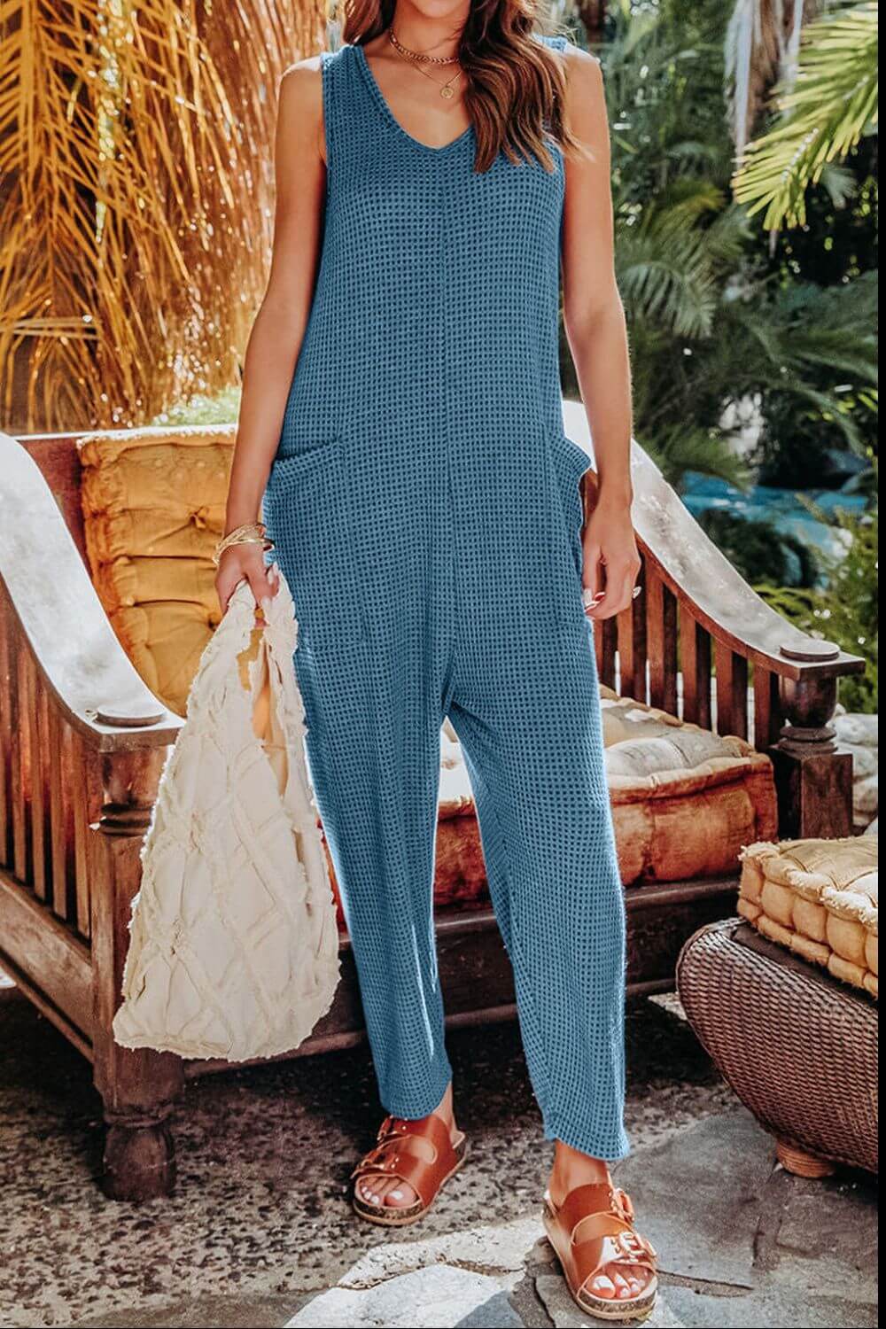 DOUBLE TAKE Full Size Sleeveless Straight Jumpsuit at Bella Road