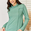 Exposed Seam Long Sleeve Knit Top - EMERALD GREEN