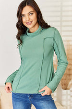 POL Exposed Seam Long Sleeve Knit Top at Bella Road