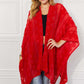 JUSTIN TAYLOR Pom-Pom Asymmetrical Poncho Cardigan in Red at Bella Road