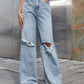 Trendy Bella Road Distressed Wide Leg Jeans with Pockets for free-spirited style and comfort.