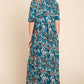 BOMBOM Printed Shirred Maxi Dress at Bella Road