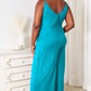 DOUBLE TAKE Full Size Soft Rayon Spaghetti Strap Tied Wide Leg Jumpsuit at Bella Road