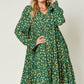 DOUBLE TAKE Full Size Printed Ruffle Hem Long Sleeve Dress at Bella Road