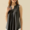 Notched Sleeveless Top | Full Size - H CHARCOAL