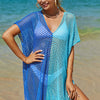 Openwork Contrast Slit Knit Cover Up - Ultra marine